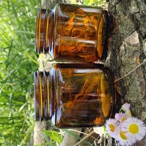 Amber glass jars set of (2)